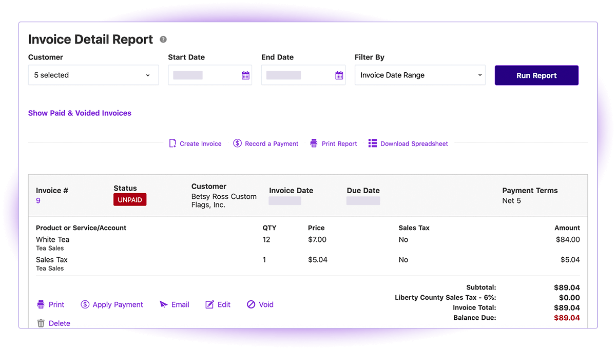 Invoice details